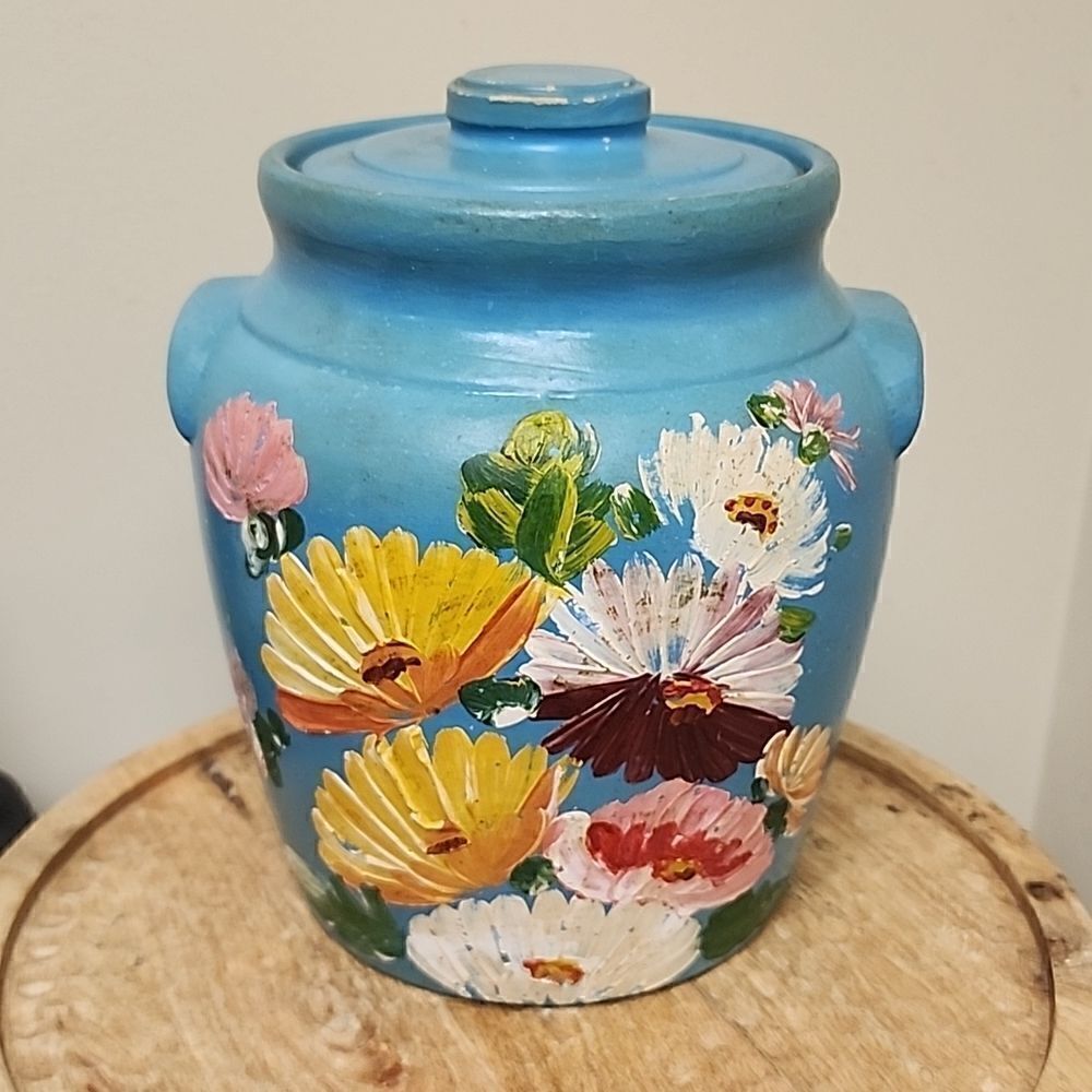 Vintage Ransburg Handpainted Cookie Jar made in Indianapolis